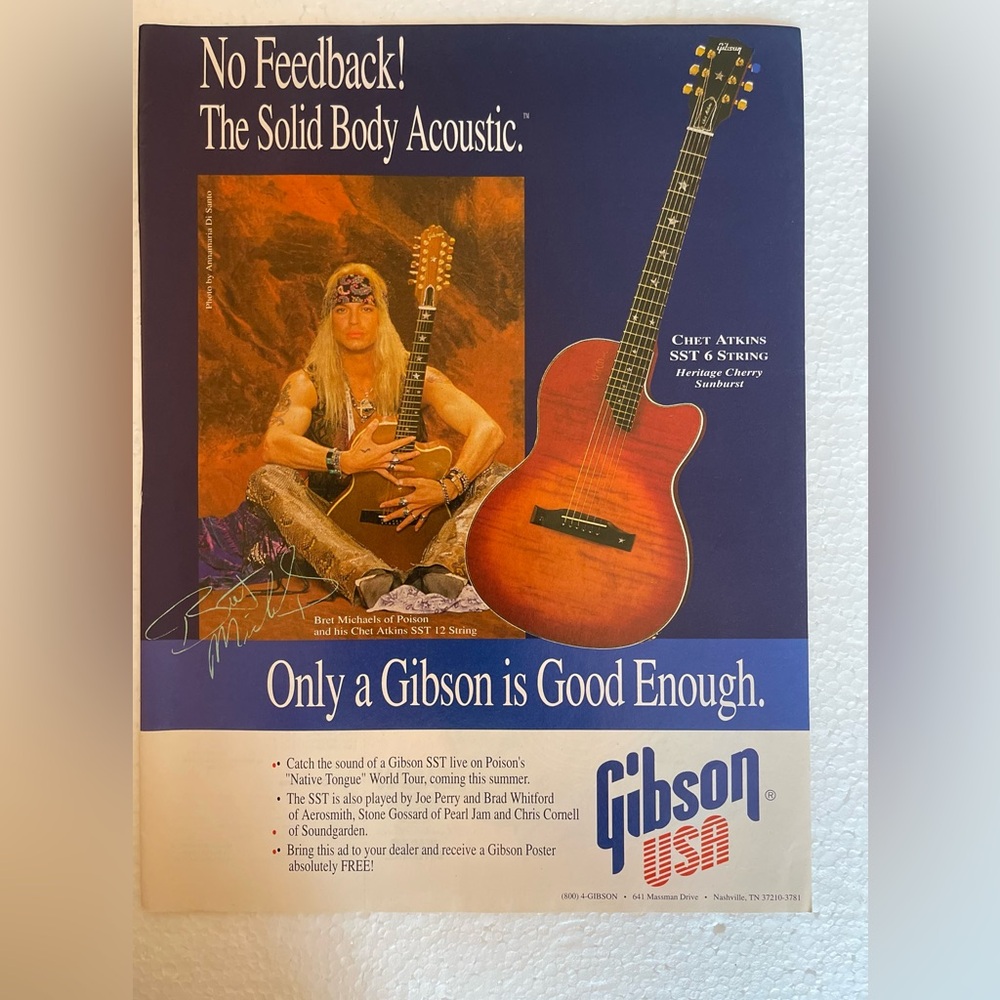 Gibson USA Acoustic Guitar Advertisement with Bret Michaels